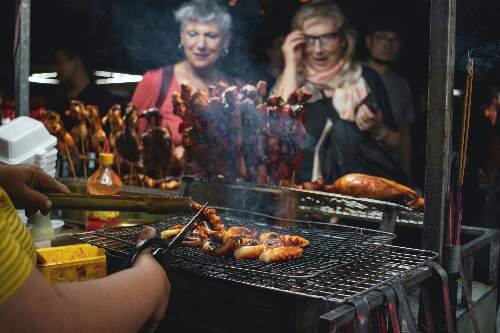 Photo from Daves trip to Thailand showing some of the night time food stalls